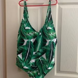 One-piece Bathing Suit with Palm Leaves